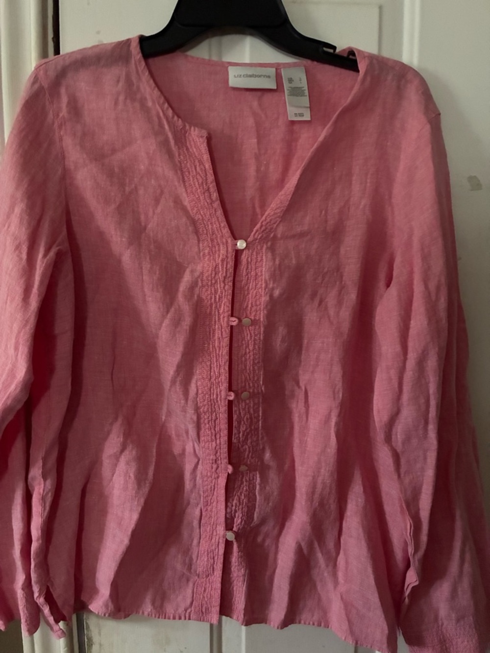 Liz Claiborne Rose Pink Linen Top size large